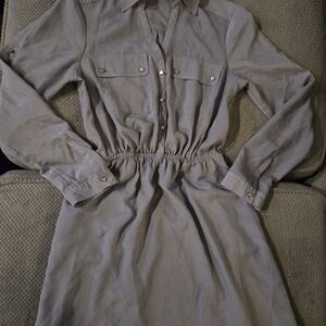 Express Light Gray Long Sleeve Dress